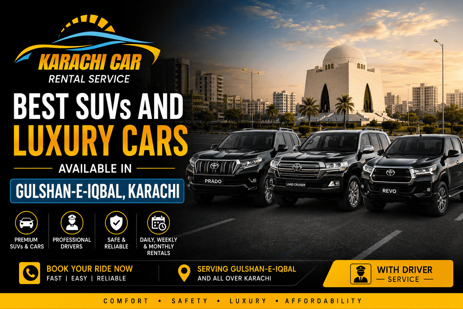 Best SUVs and Luxury Cars Available in Gulshan-e-Iqbal, Karachi