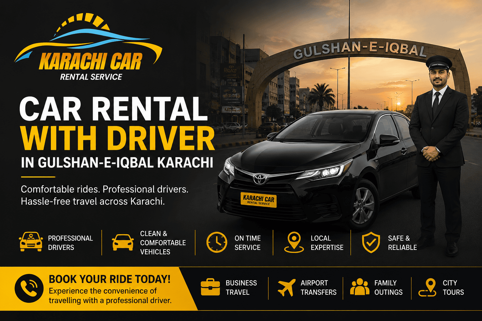 Car Rental with Driver in Gulshan-e-Iqbal Karachi